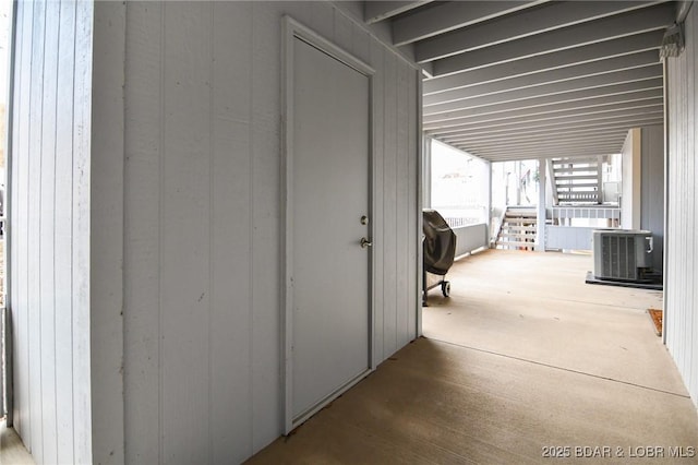 garage with central AC unit