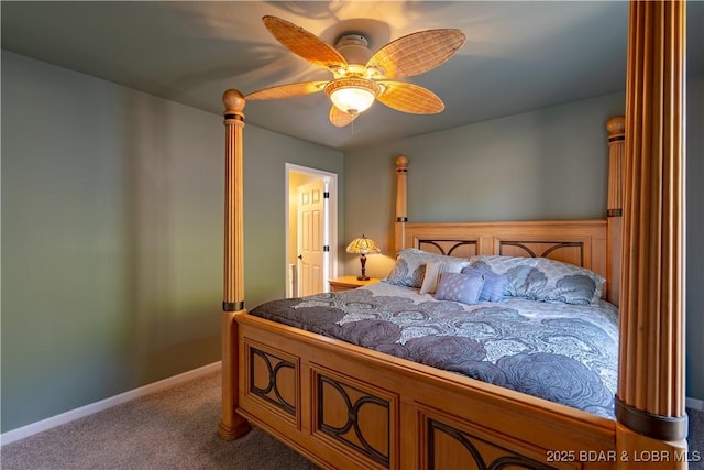 bedroom with carpet floors and ceiling fan