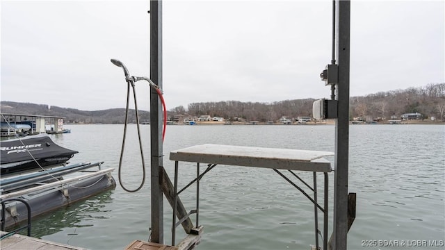 view of dock featuring a water view