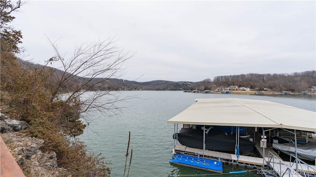 view of dock featuring a water view