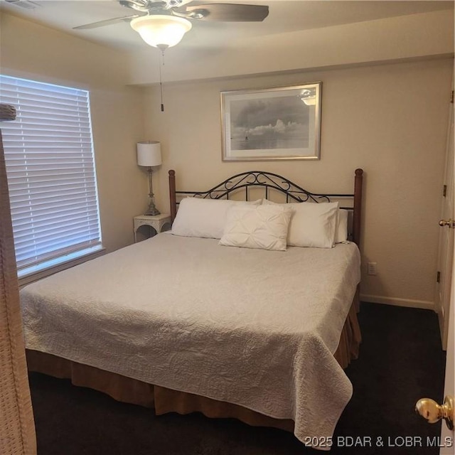 bedroom featuring ceiling fan