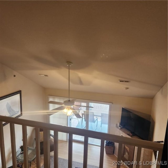 interior details featuring ceiling fan