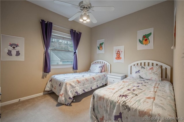 bedroom featuring carpet and ceiling fan