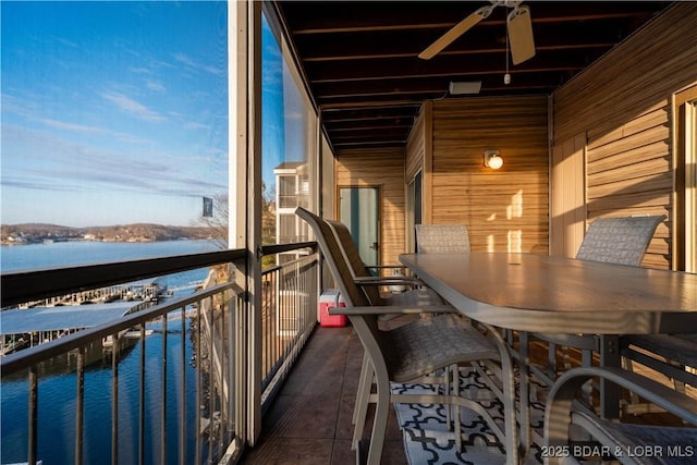 balcony with a water view