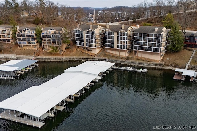 dock area featuring a water view