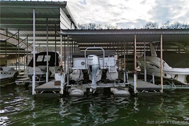 dock area with a water view