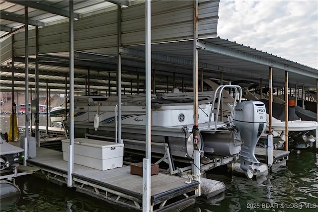 dock area with a water view