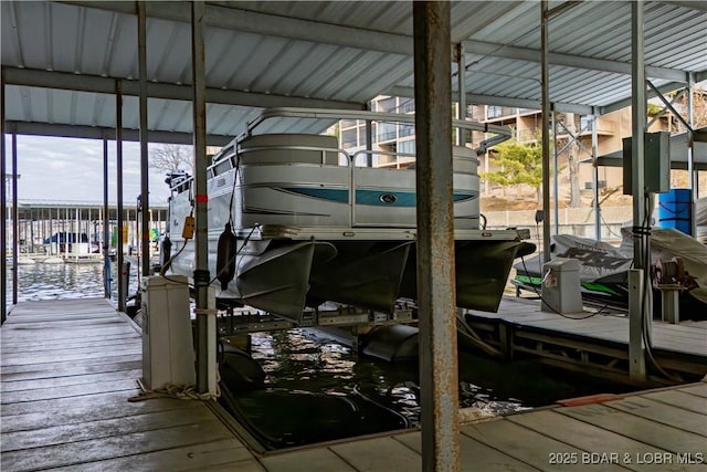 dock area with a water view