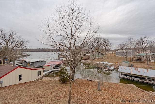 view of dock featuring a water view