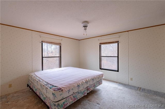 3975 Chelsie Rd, Laurie, MO 65079 - bedroom featuring crown molding, light carpet, and a textured ceiling