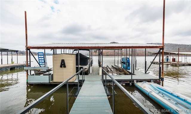 dock area featuring a water view