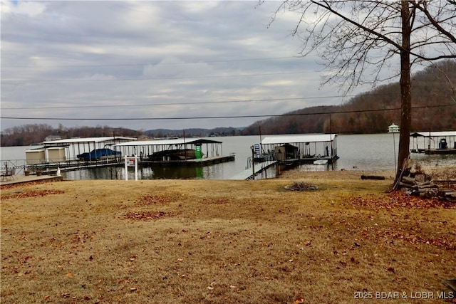 view of dock featuring a water view