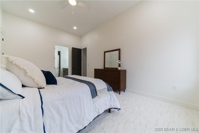 bedroom featuring ceiling fan