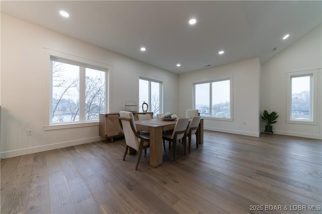 dining area featuring dark hardwood / wood-style floors