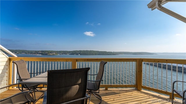 deck with a water view