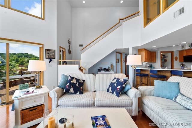 living room with wood-type flooring