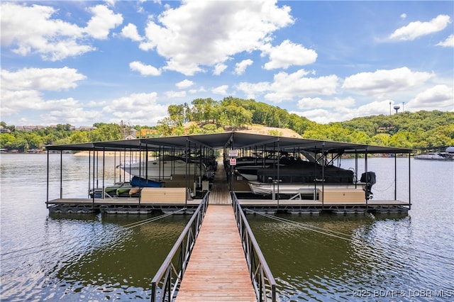 dock area featuring a water view