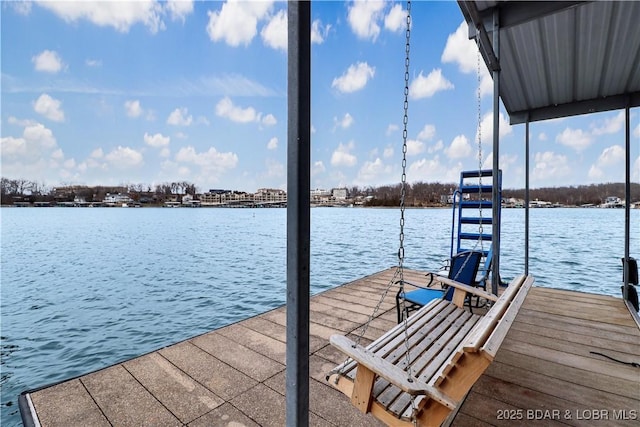 view of dock featuring a water view