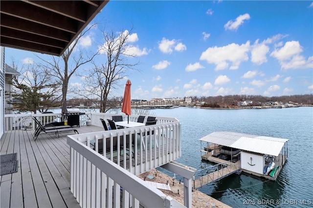 view of dock featuring a water view