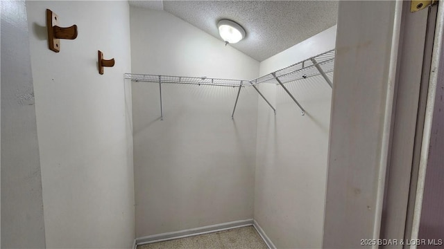 walk in closet with lofted ceiling