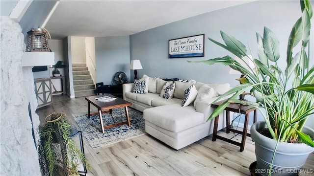 living room with hardwood / wood-style floors