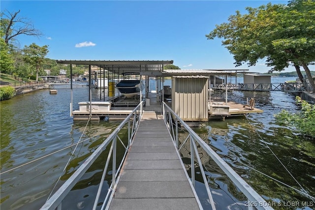 view of dock featuring a water view