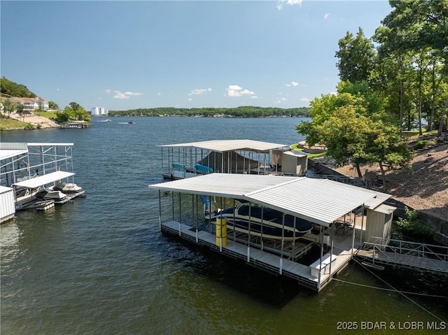 dock area featuring a water view