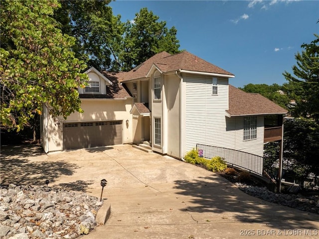 exterior space featuring a garage