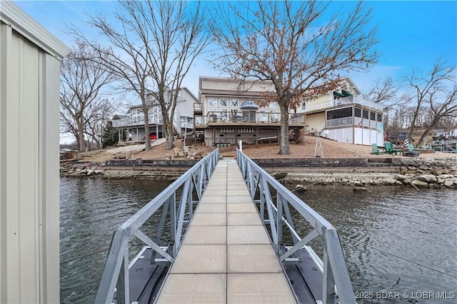 view of dock featuring a water view