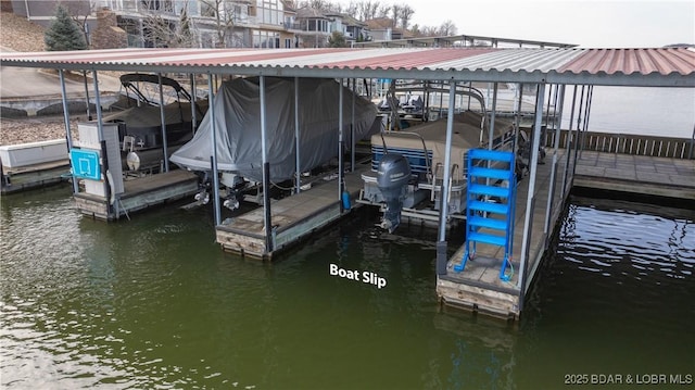 view of dock featuring a water view