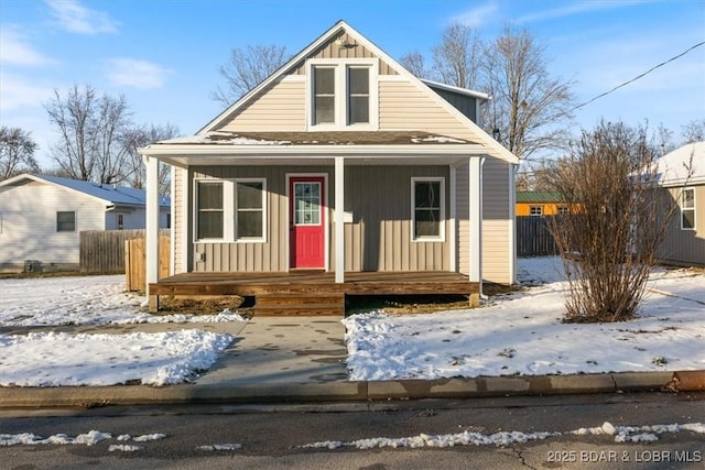 view of front facade featuring covered porch