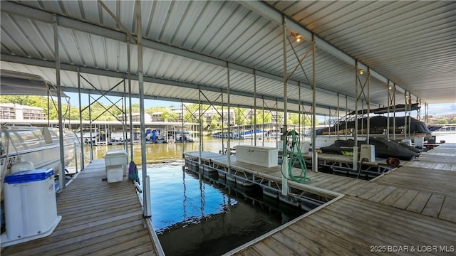 view of dock featuring a water view