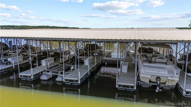 view of dock featuring a water view