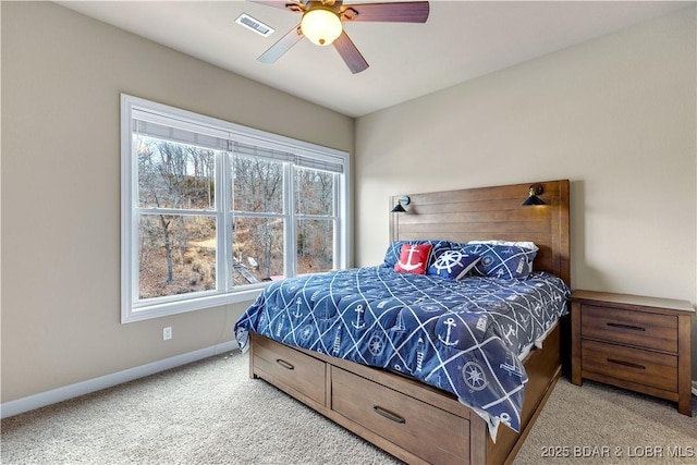 27112 White Horse Cir, Rocky Mount, MO 65072 - bedroom with light carpet, baseboards, and ceiling fan