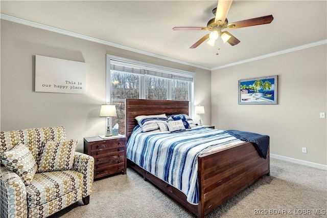 27112 White Horse Cir, Rocky Mount, MO 65072 - carpeted bedroom featuring ornamental molding, baseboards, and a ceiling fan