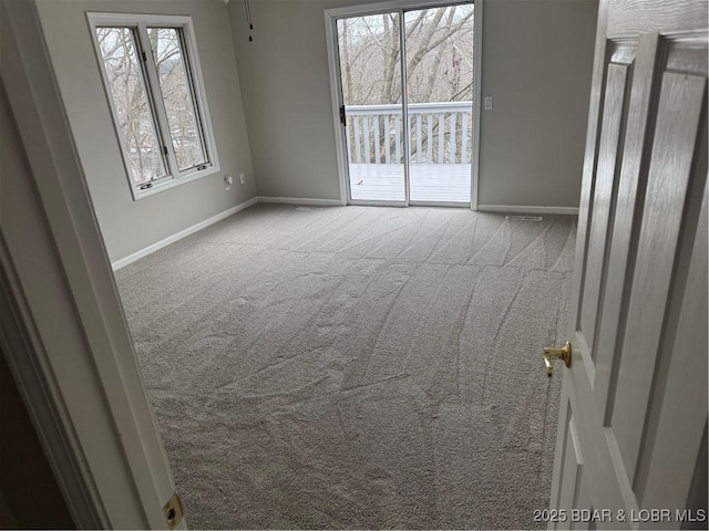 unfurnished room with light carpet