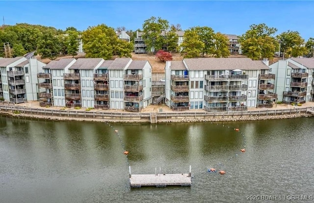 property view of water with a boat dock