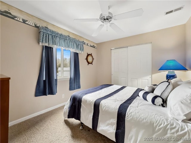 bedroom featuring a closet and ceiling fan