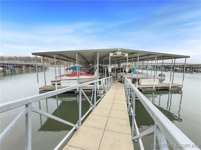 view of dock featuring a water view