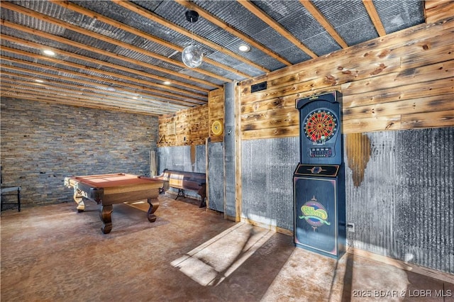 175 Black Rock Rd, Camdenton, MO 65020 - recreation room with pool table, concrete flooring, and recessed lighting