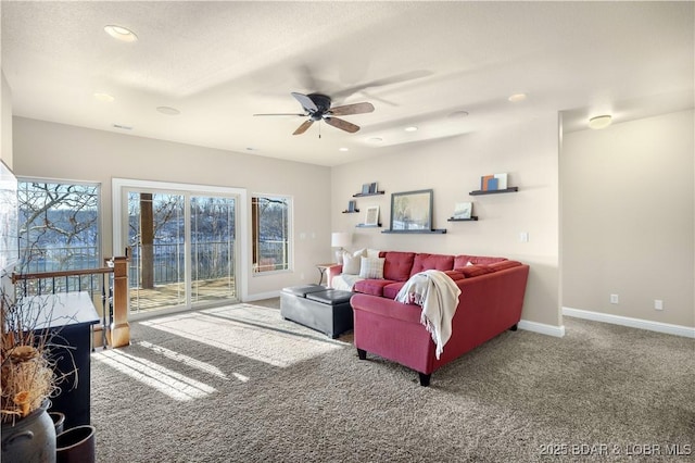 175 Black Rock Rd, Camdenton, MO 65020 - living area with carpet floors, ceiling fan, and recessed lighting