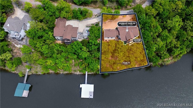 175 Black Rock Rd, Camdenton, MO 65020 - aerial overview of property's location featuring property parcel outlined and a nearby body of water