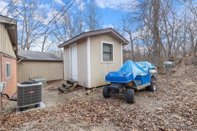 view of shed with central AC