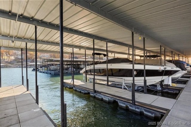 view of dock featuring a water view