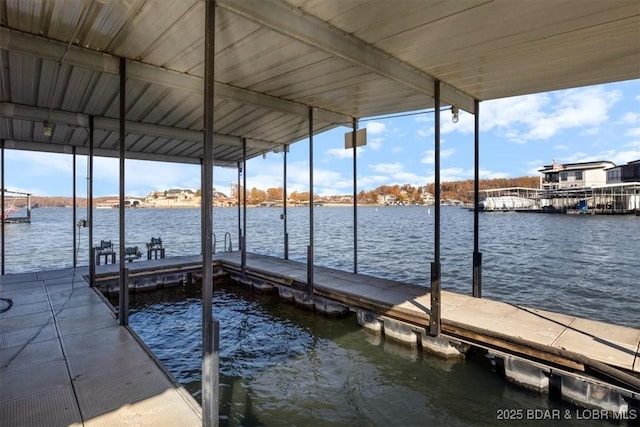 view of dock featuring a water view