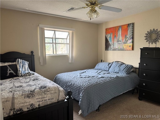 85 La Jolla Dr Unit 352-2A, Lake Ozark, MO 65049 - bedroom with carpet, a textured ceiling, and ceiling fan
