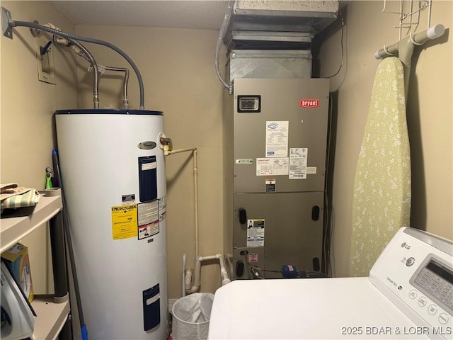 85 La Jolla Dr Unit 352-2A, Lake Ozark, MO 65049 - utility room with water heater, washer / dryer, and heating unit