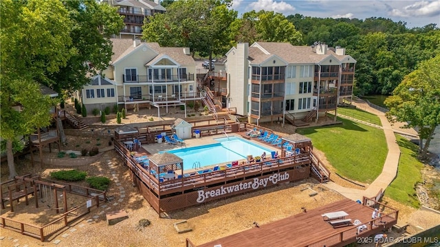 community pool with stairs