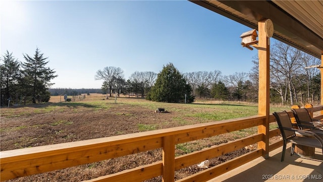 exterior space with a rural view