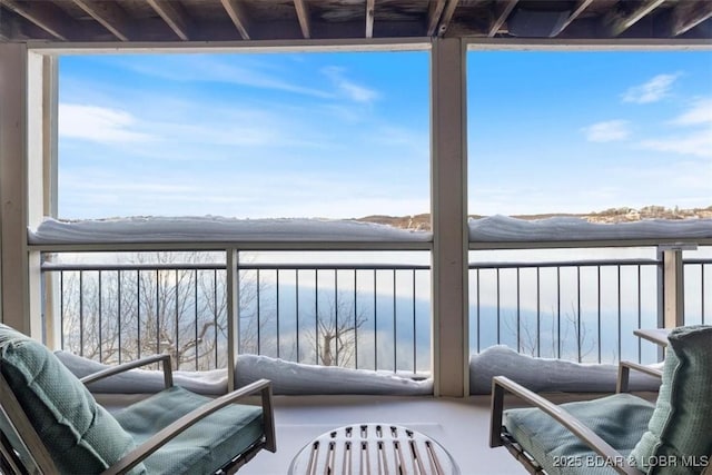 balcony with a water view